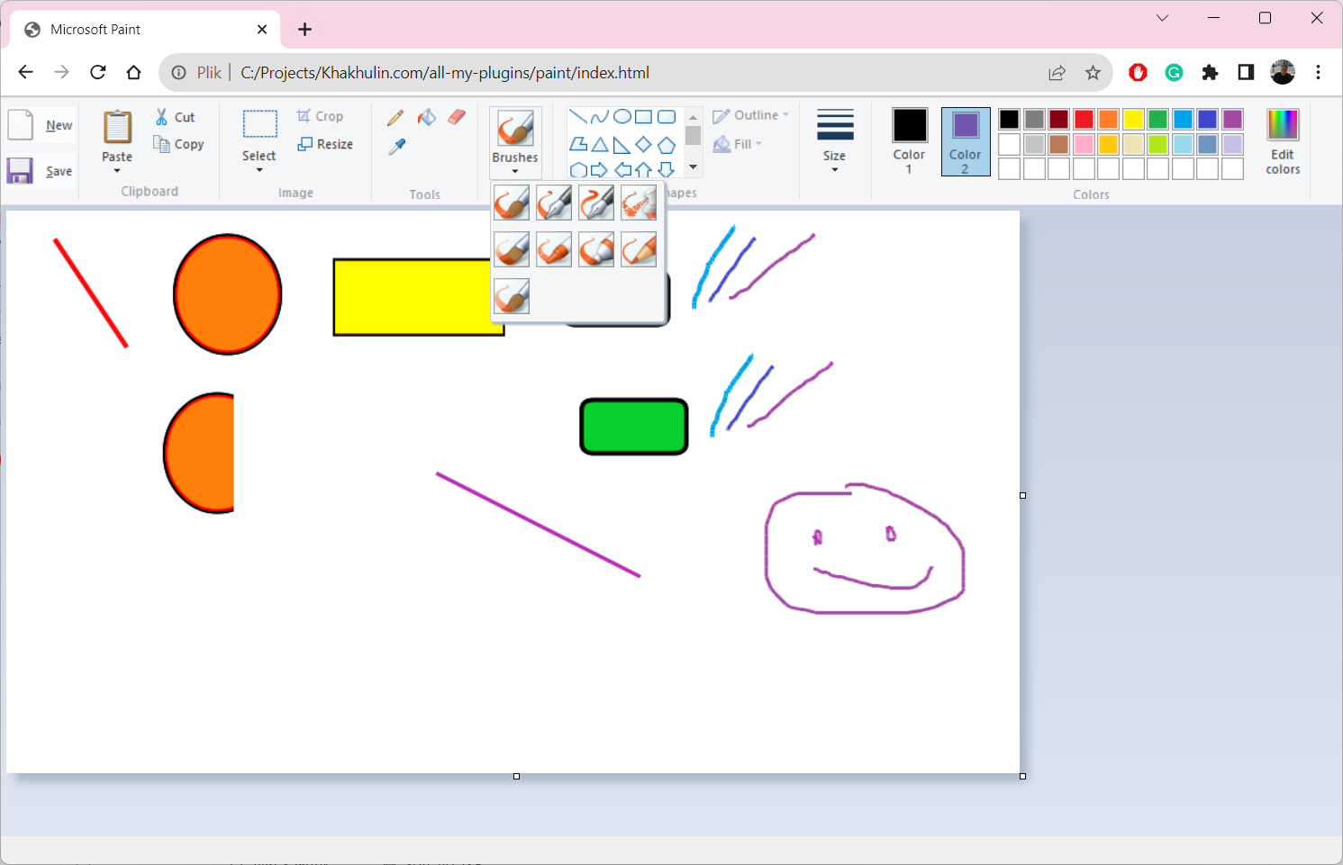 Microsoft Paint simulator plugin using JavaScript, jQuery and CSS